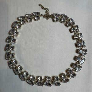 VTG Necklace Clear Crystal Glass Rhinestones Faceted Marquise‎ Round Adjustable